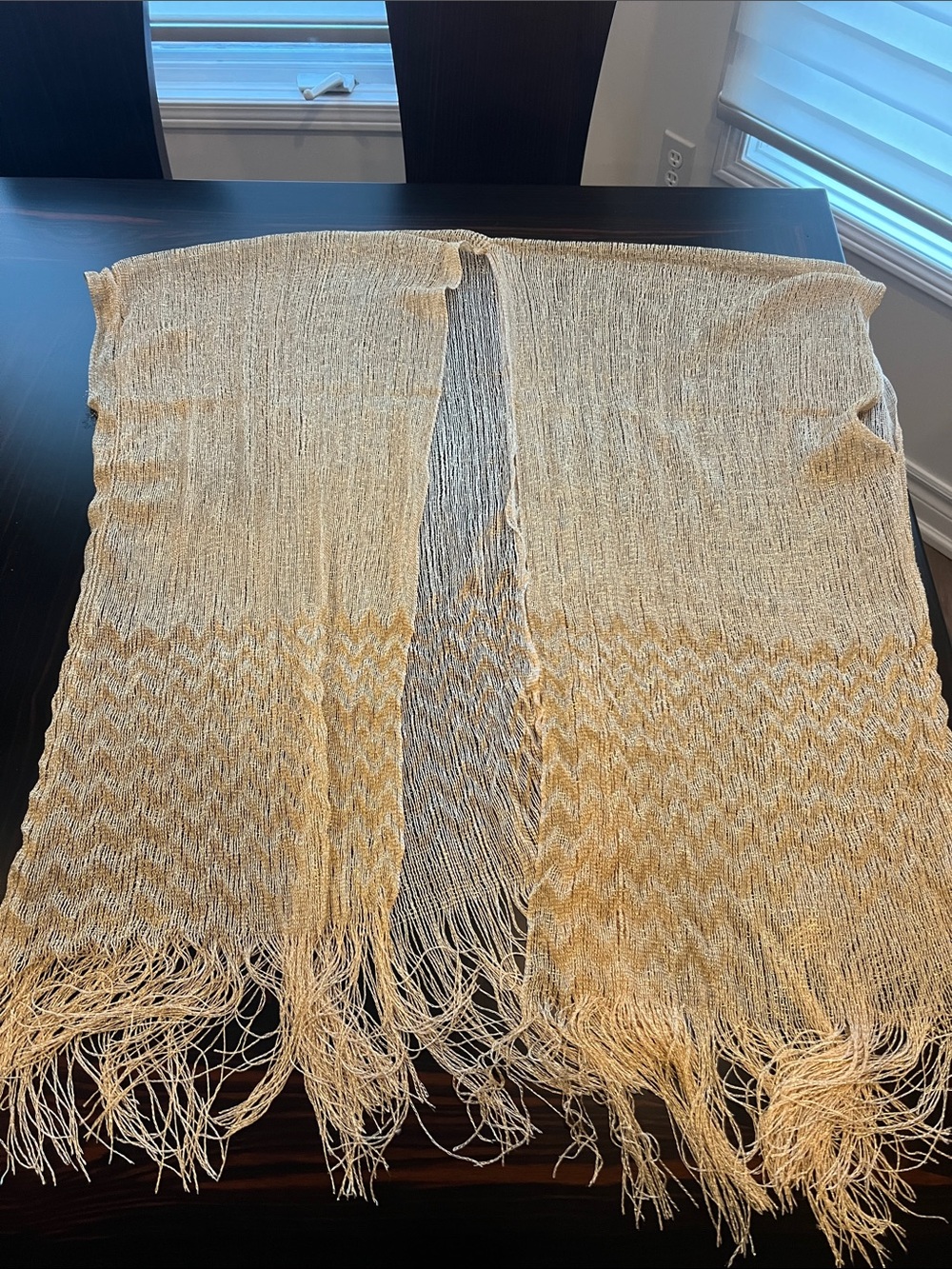 Handwoven Cream Fringe duster knee high